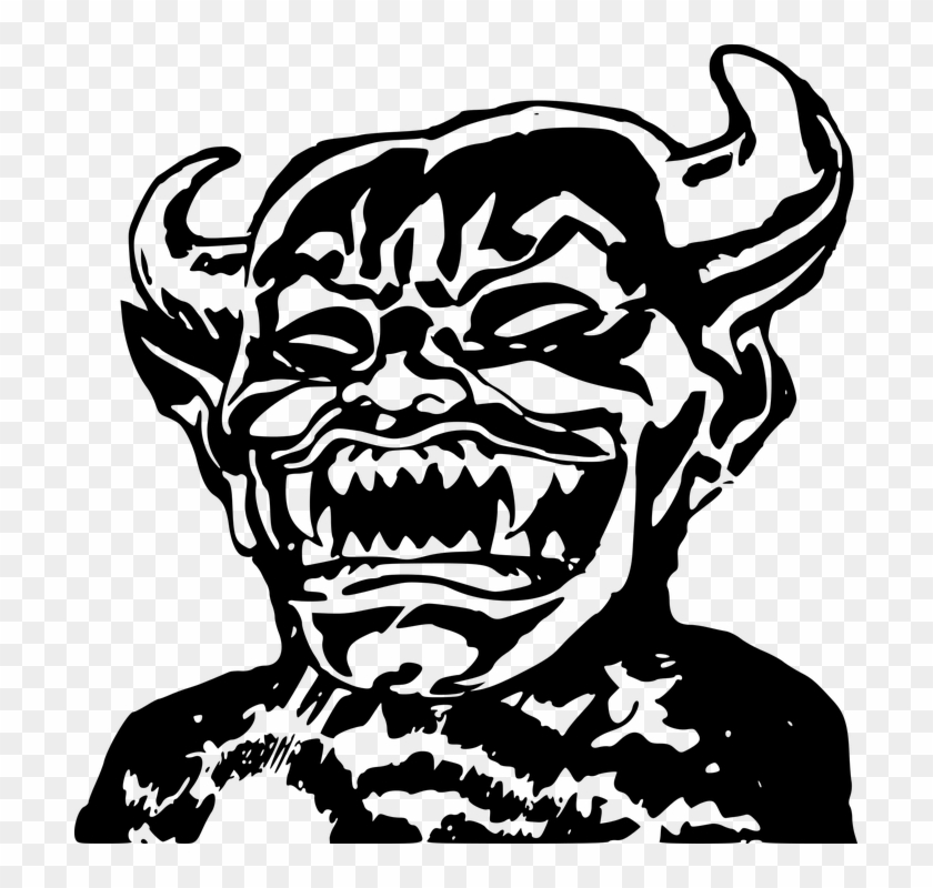 Demon Devil Evil Horns Horror Monster - Black And White Demon Clipart #1771564