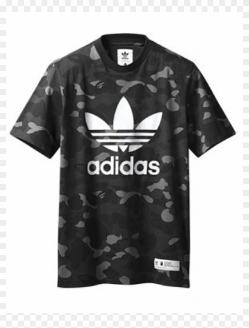 Adidas Bape Tee Black - Bape Adidas Shirt Clipart #1774321