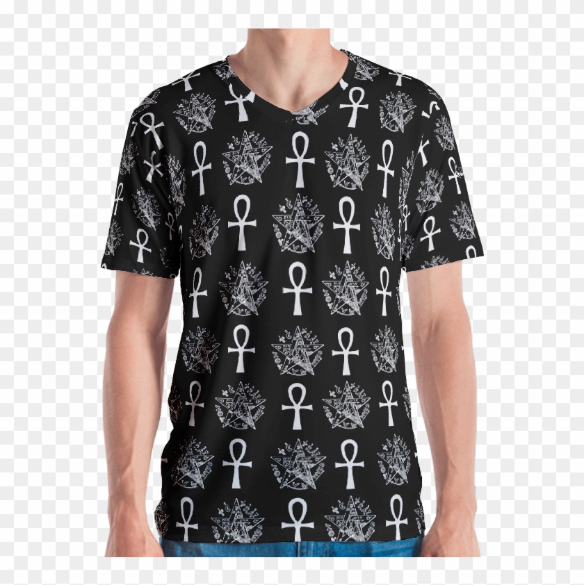 Ankh & Pentacle V-neck - Memphis Pattern T Shirt Clipart #1774370
