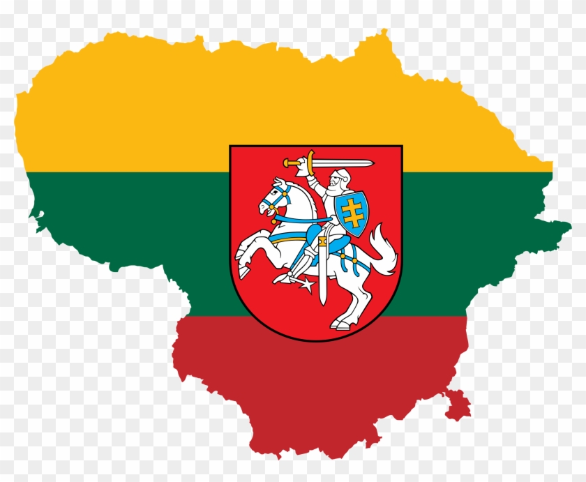 Big Image - Flag Of Lithuania With Coat Of Arms Clipart