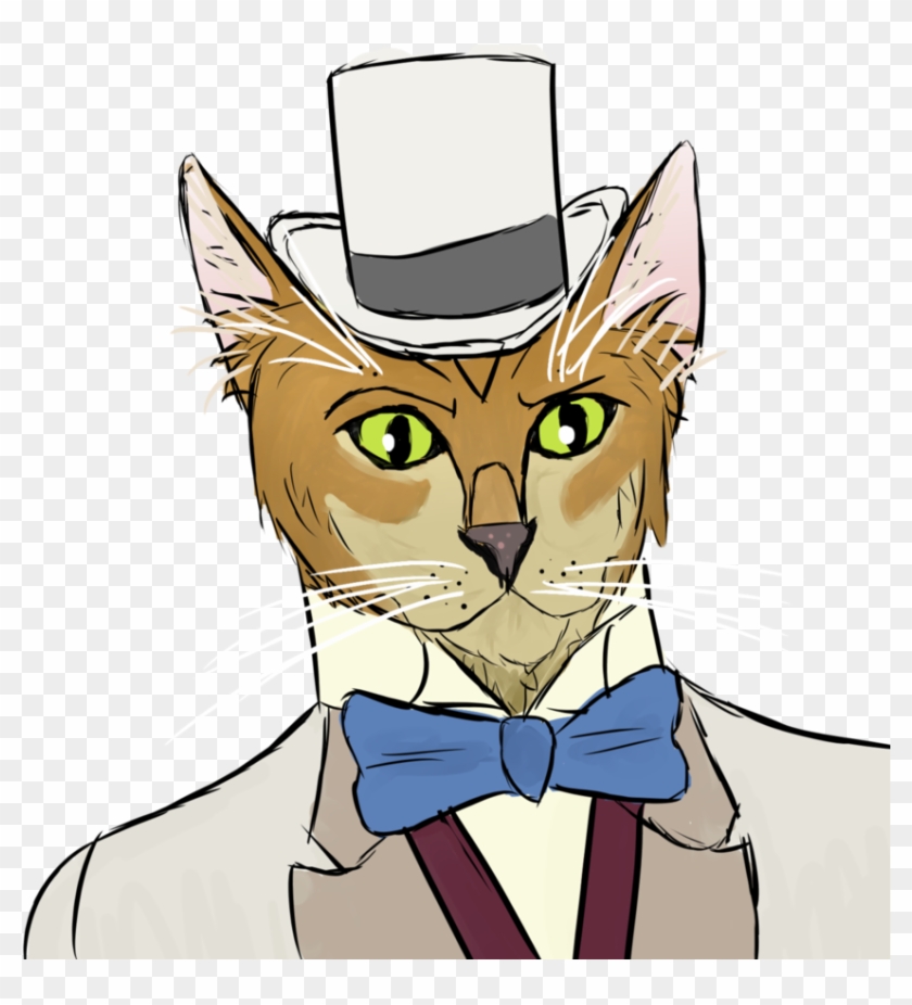 Tie Clipart Cat In Hat - Cartoon - Png Download