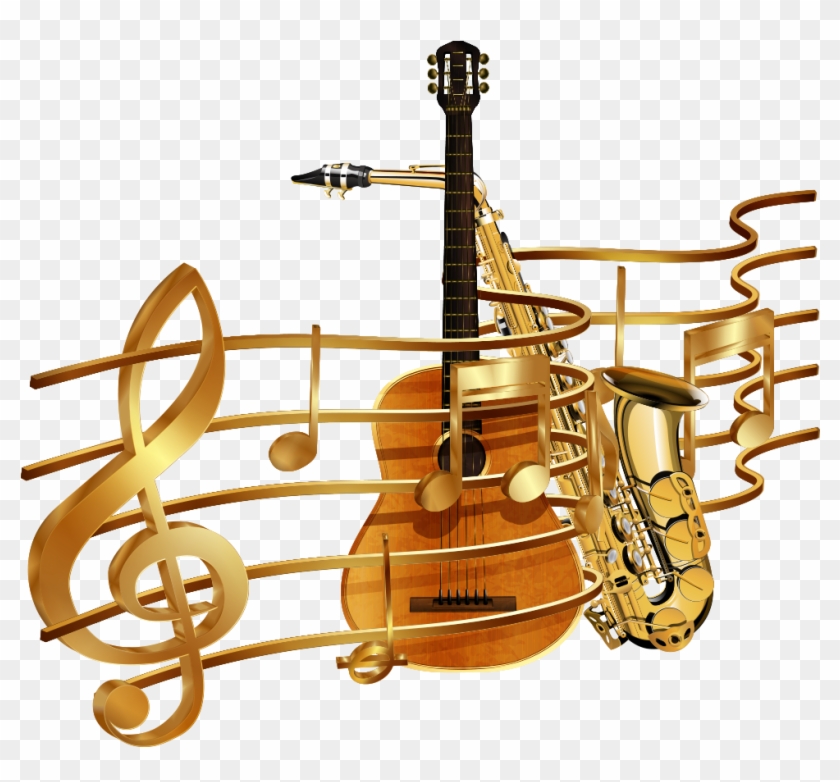 Musical Clef Stock Illustration Notes With Gold - Art Saxophone Music Notes Clipart