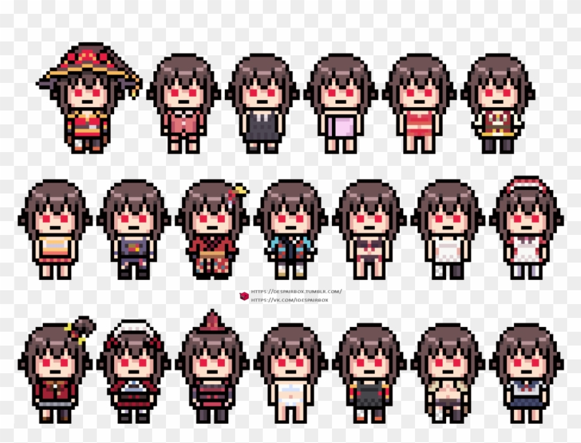 Megumin Pixel Art - Konosuba Pixel Art Clipart