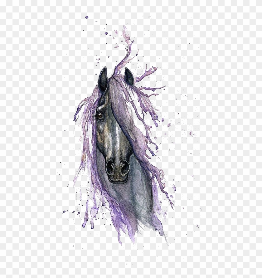 Watercolor Tattoo Horse Painting Drawing Hq Image Free - Watercolor Horse Head Tattoo Clipart #1780245