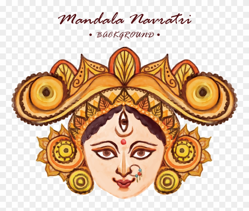 Navaratri Durga Euclidean Vector Mandala Watercolor - Vijayadasami Subhakankshalu Clipart #1780608