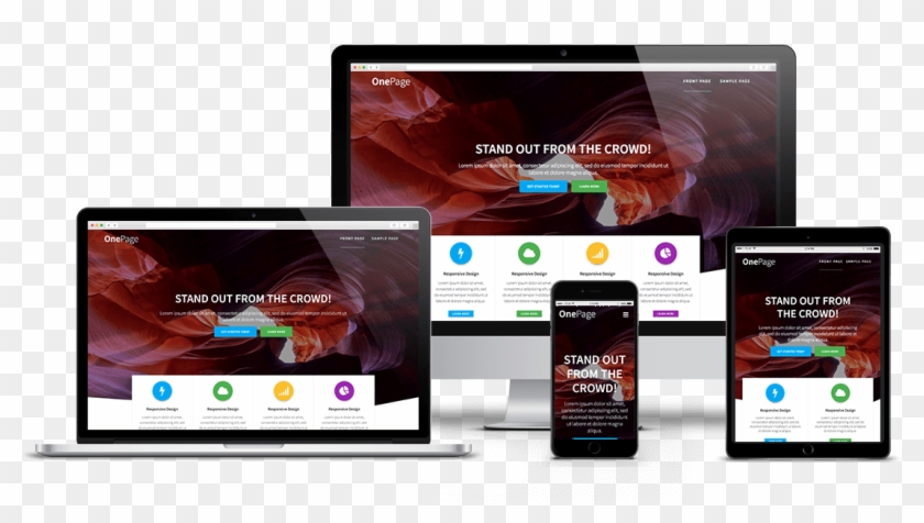 One Page Express Is Responsive And Mobile Friendly - One Page Express Theme Clipart