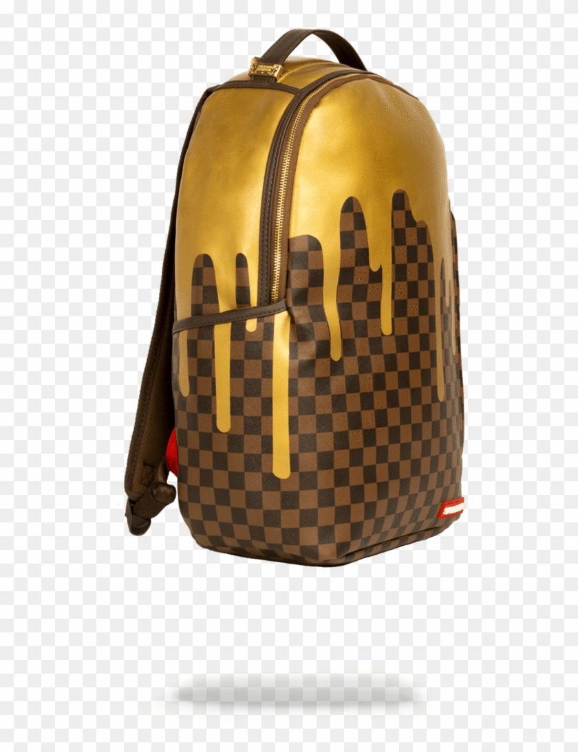 Sprayground- Gold Checkered Drips Backpack Painted - Ellipse Louis Vuitton Damier Clipart ...