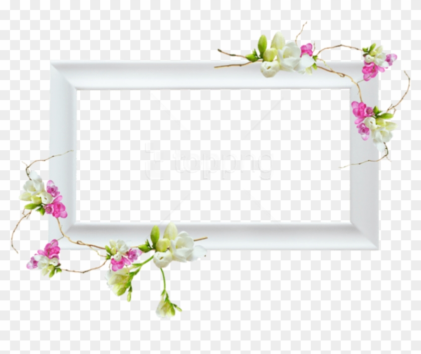 Free Png White Transparent Frame With Pink Flowers - Orchid Clipart