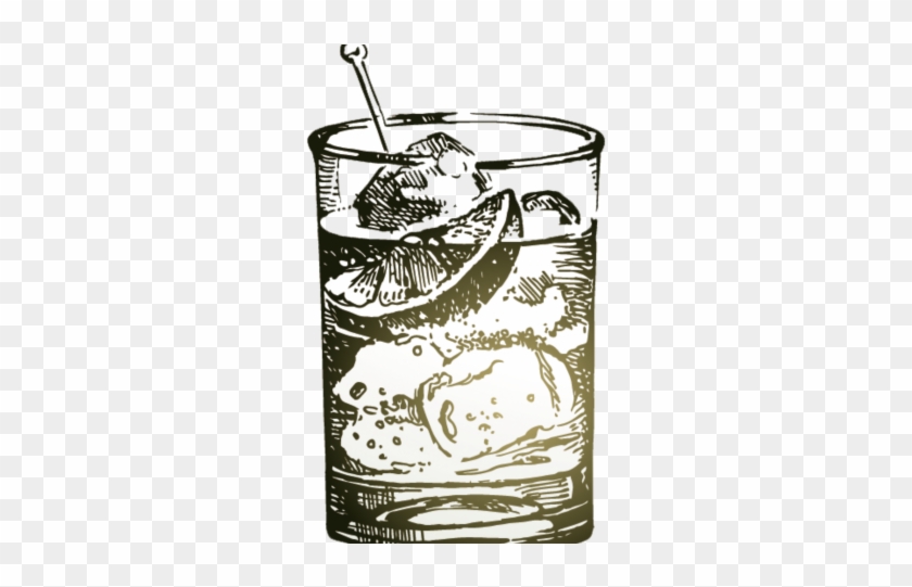 Kisspng Gin And Tonic Cocktail Martini Tonic Water - Old Fashioned Cocktail Black And White Clipart #1784161