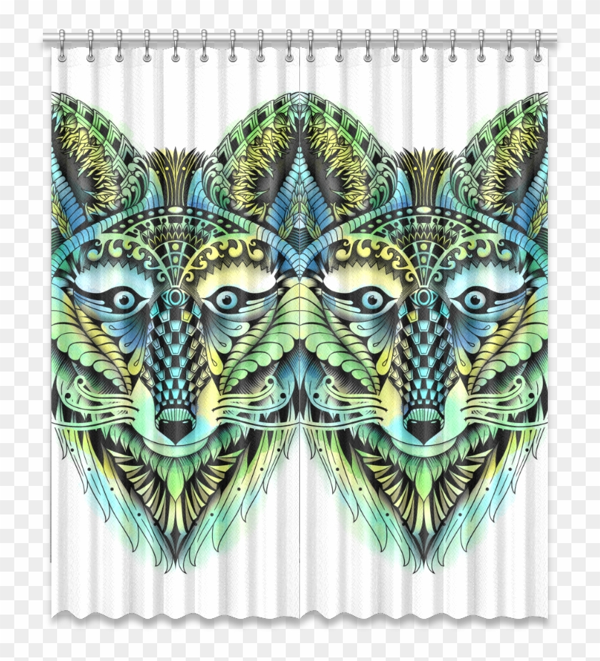 Water Color Ornate Foxy Wolf Head Ornate Drawing Window - Donkey Clipart #1785620