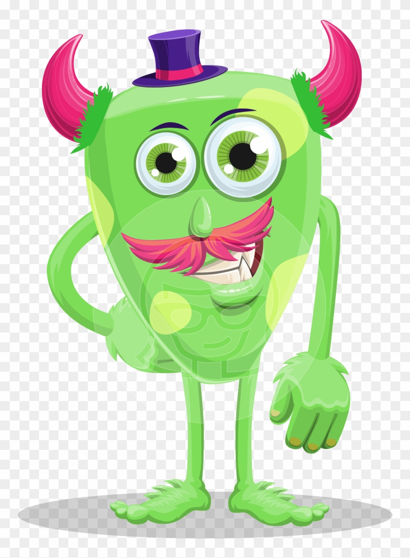 Cartoon Monster With Horns - Illustration Clipart