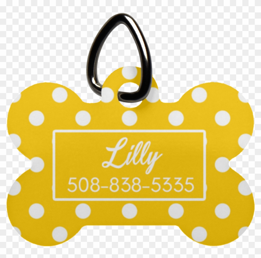 Yellow Polka Dot Dog Bone Luv Tag - Pet Tag Clipart