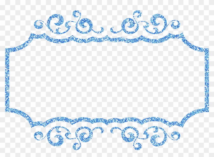 Blue Decorative Frame In A White Background - Blue Glitter Frame Png Clipart #1789103