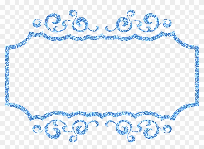 Blue Decorative Frame In A White Background - Blue Glitter Frame Png Clipart