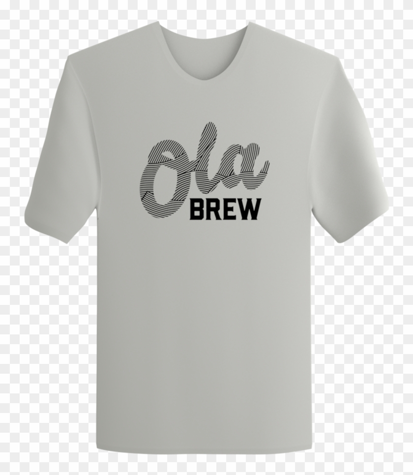 White Stylized Ola Brew Shirt - Active Shirt Clipart #1790023