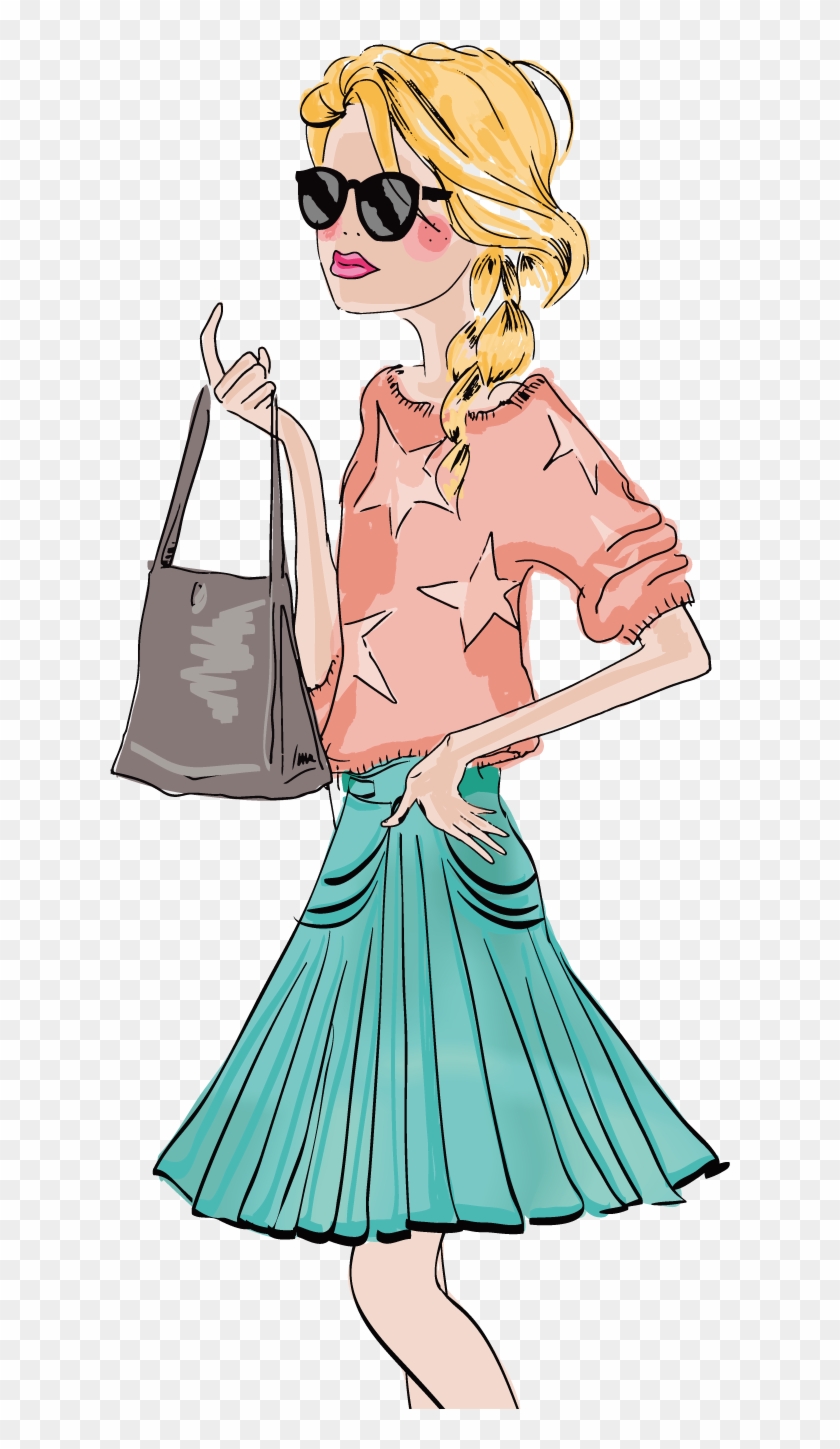 Svg Royalty Free Girl Drawing Fashion Illustration - Rich Girl Drawing Clipart