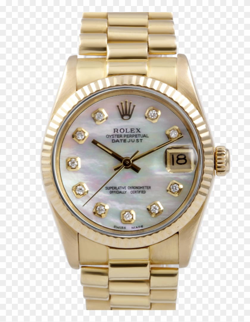 Pre-owned Rolex Midsize Yellow Gold President Watch - Rolex Women Yellow Gold Clipart #1791903