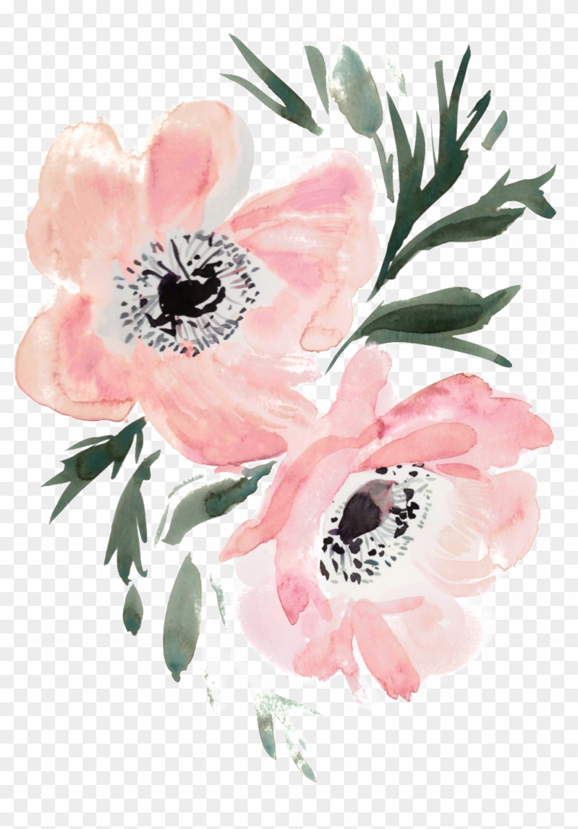 Slim Hand Painted Flowers Transparent Decorative Clipart #1791907