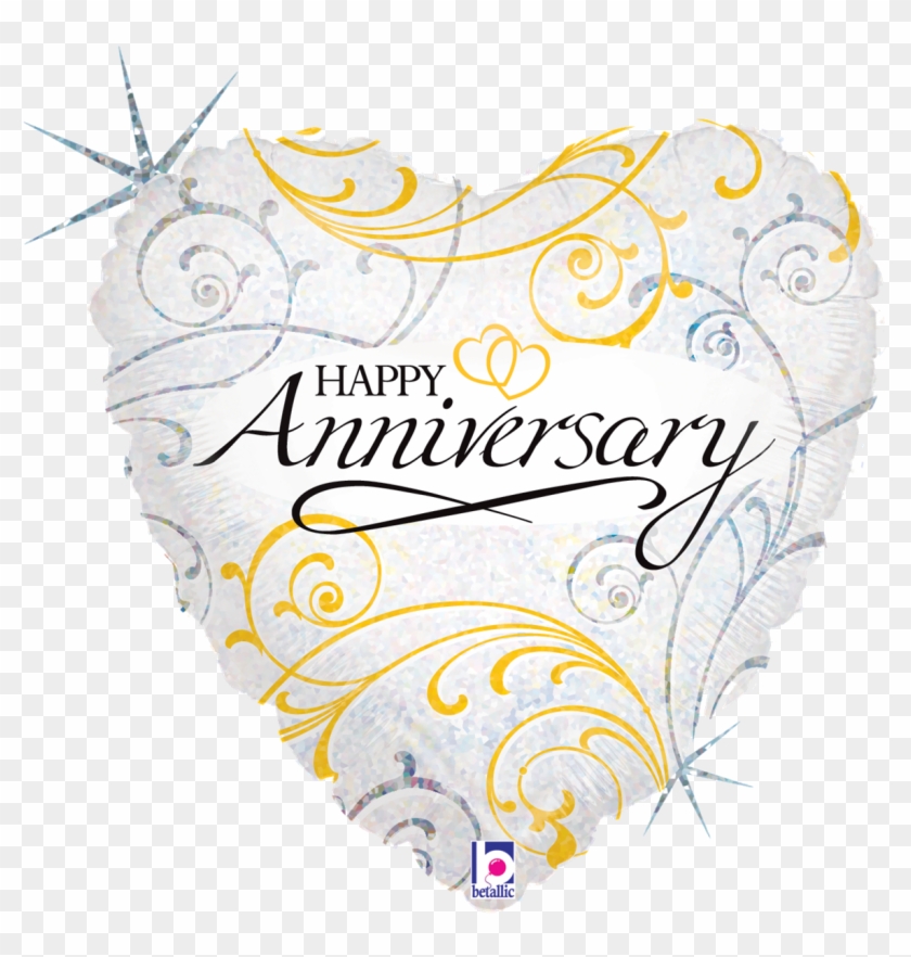18" Filigree Anniversary Balloons All American Balloons - Happy Anniversary Balloons Foil Clipart