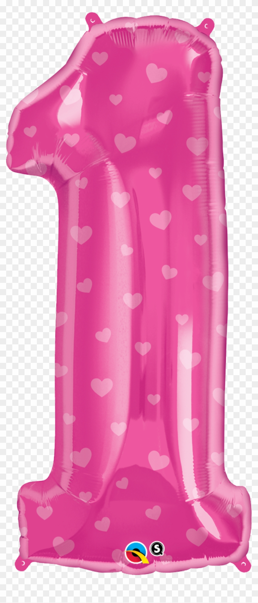 Pink 1 Hearts Super Shape Foil Balloon Balloon In A - Hot Pink 16 Balloons Clipart #1793339