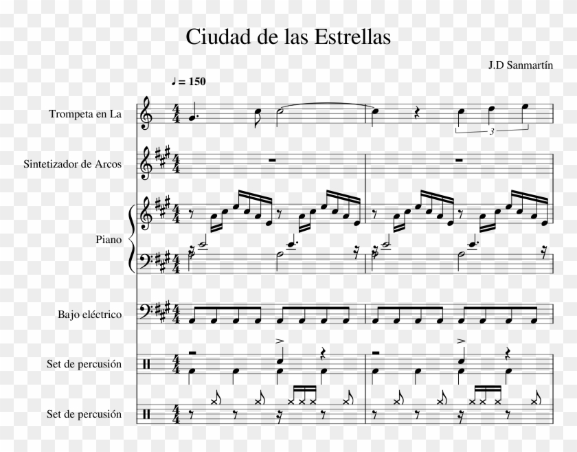 Ciudad De Las Estrellas Sheet Music For Piano, Trumpet, - Sheet Music Clipart #1794131