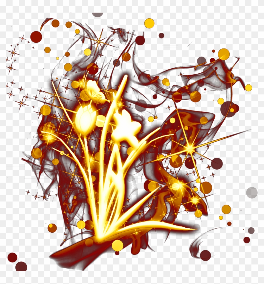 Oro Efectos De Luz Flores Estrellas Png Y Psd - Illustration Clipart