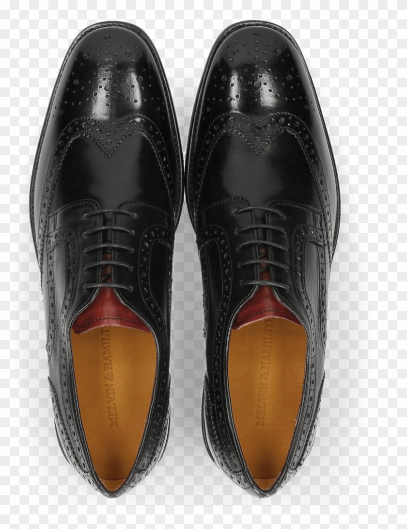 Derby Shoes Eddy 30 Black Tongue Red - Leather Clipart