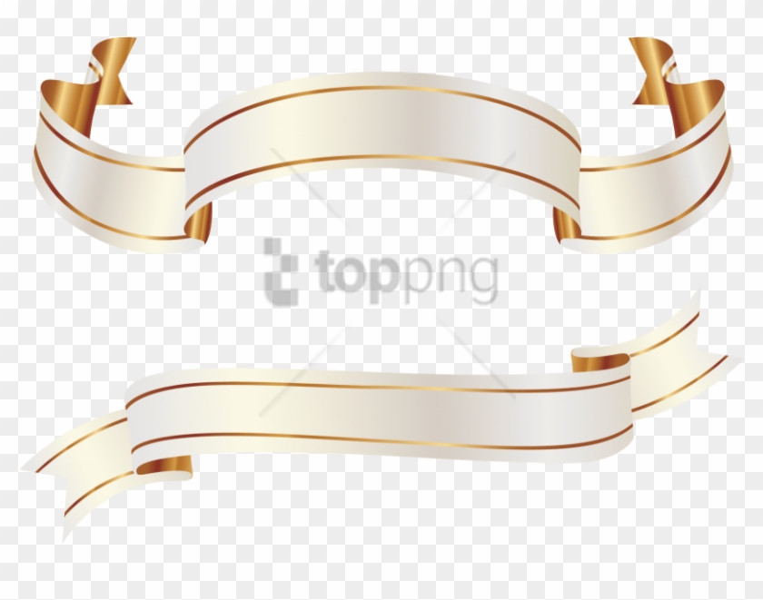 Free Png Gold Banner Ribbon Png Png Images Transparent - White Gold Ribbon Vector Clipart #1794669