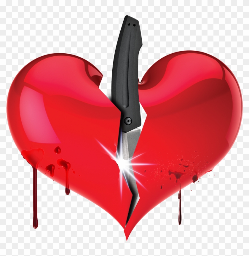 Dagger Stabbing Burning Transprent Png - Heart And Knife Png Clipart