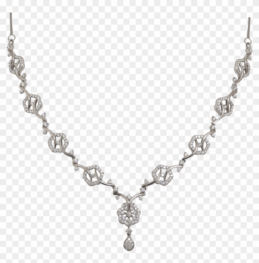 Aster Floral Design Platinum Necklace - Necklace Clipart