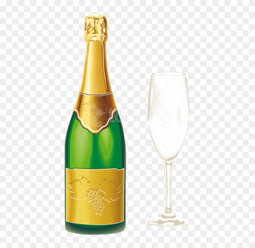 Free Png Champagne With Glass Png - Champagne Bottle Vector Png Clipart #1797376