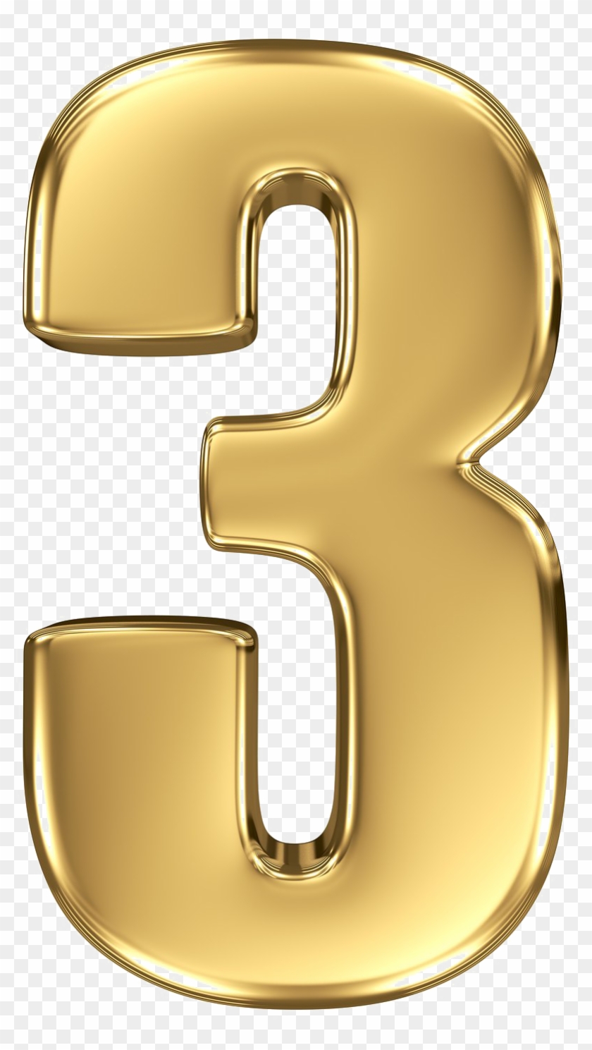Png Numbers - Golden 3 Clipart