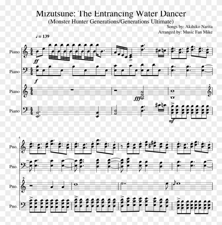 The Entrancing Water Dancer - Sheet Music Clipart