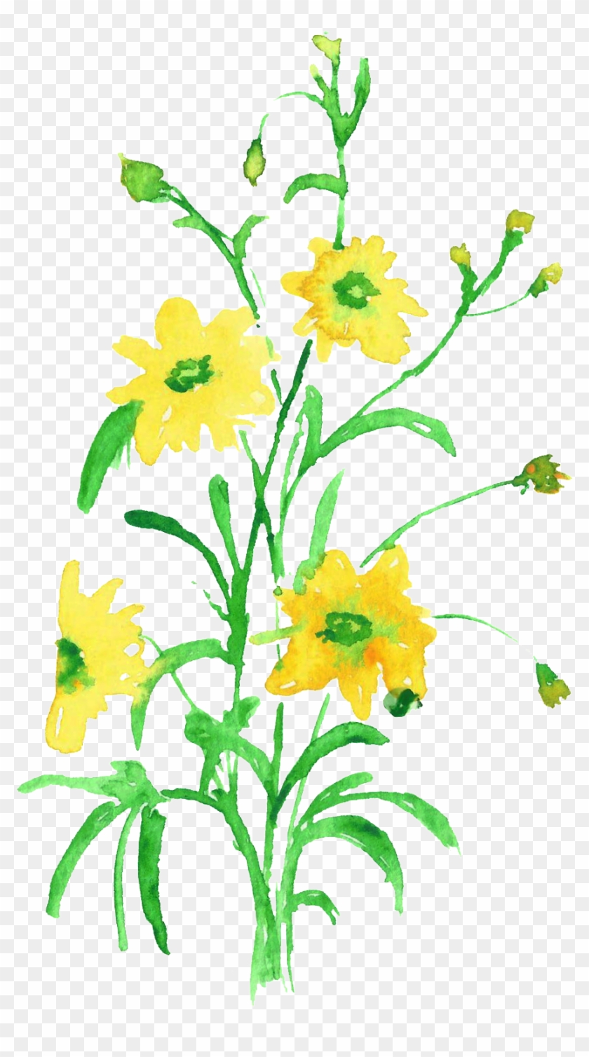 Water Yellow Flower Branch Transparent Decorative - Artificial Flower Clipart #182104