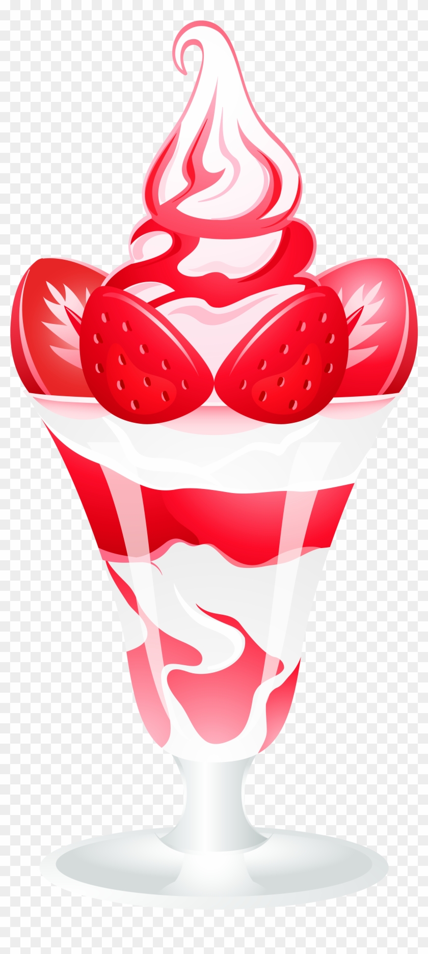 Ice Cream Sundae With Strawberries Png Clip Artt Image - Strawberry Ice Cream Clipart Transparent Png #182150