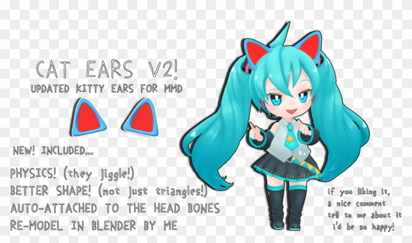 Png Transparent Stock Mmd Dl Cat Ears V New Update - Cartoon Clipart #182549