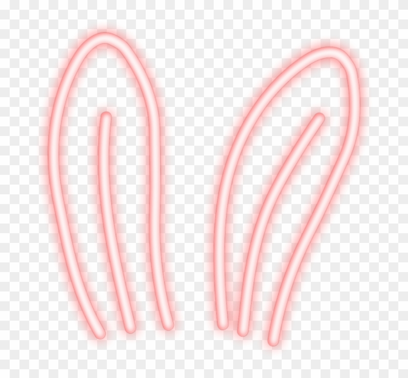Neon Pink Red Bunny Ears Kpop Cute - Red Bunny Ears Transparent Clipart #182572