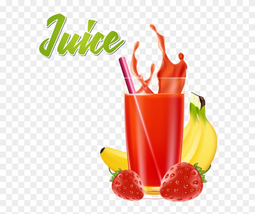 Realistic Glass Of Juice With Banana And Strawberries, - Real Juice Clipart #182930