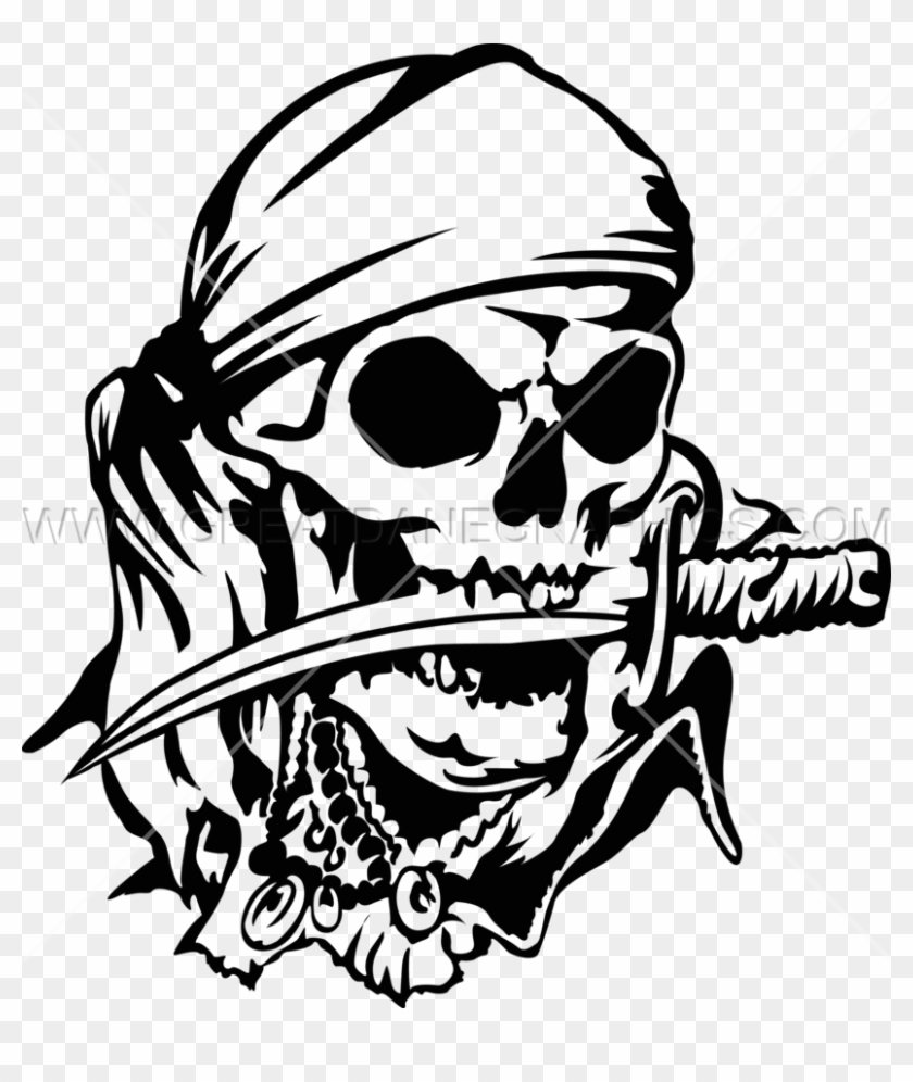 Sugar Skull Clipart Pirate - Pirate Skull And Knife - Png Download