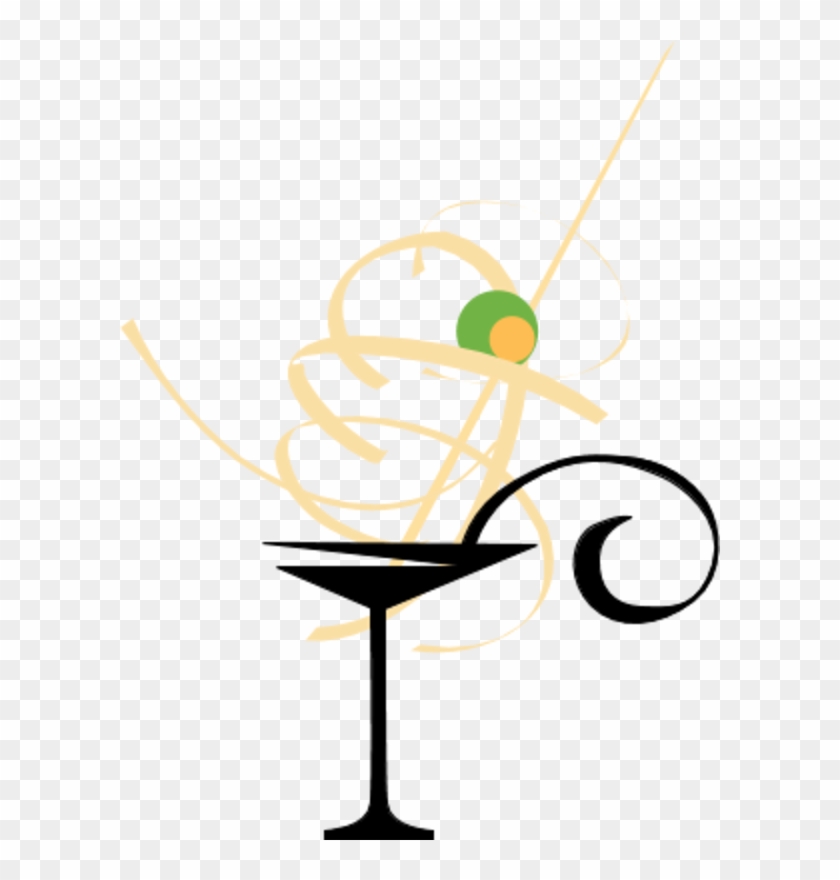 Martini Drink In A Fancy Glass With Olive - Martini Glass Clip Art - Png Download