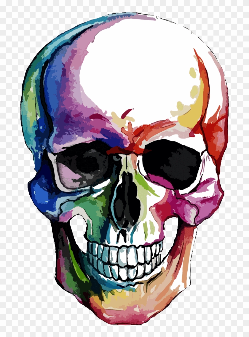 Sugar Skull Tattoo Watercolor , Png Download - Skull Clipart #184296