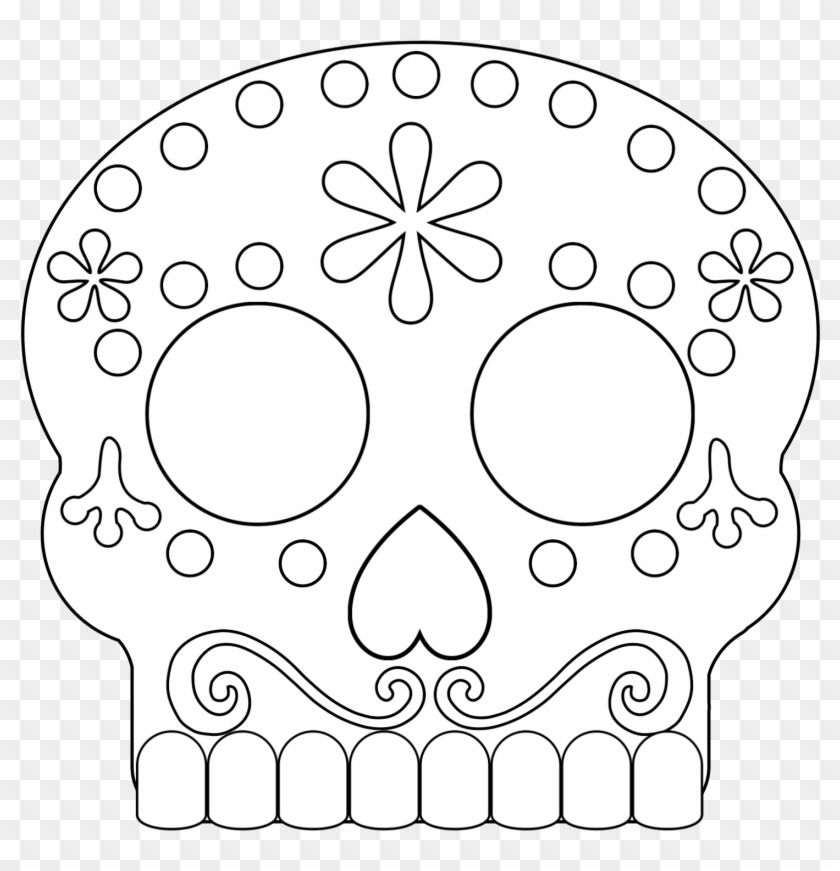 Black And White Day Of The Dead Sugar Skull Masks - Coco Sugar Skull Coloring Pages Clipart #184531