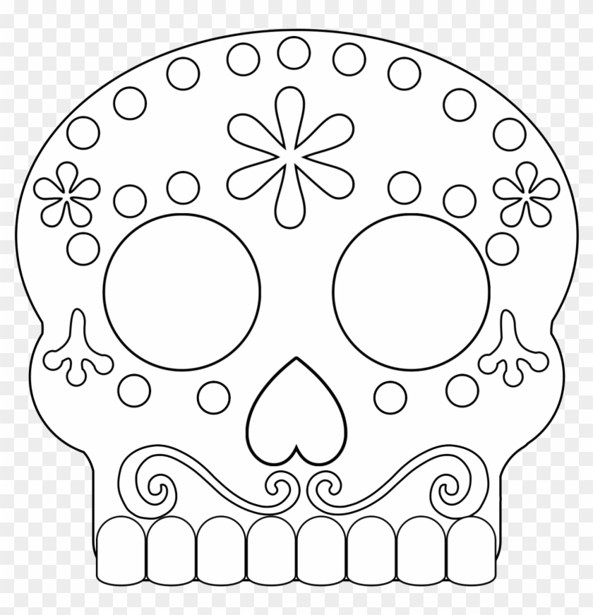 Black And White Day Of The Dead Sugar Skull Masks - Coco Sugar Skull Coloring Pages Clipart