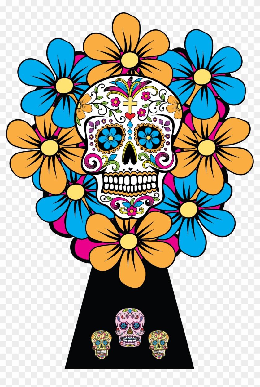 Sugar Skulls Dia De Los Muertos Bouquet - Skulls Of Dia De Los Muertos Png Clipart