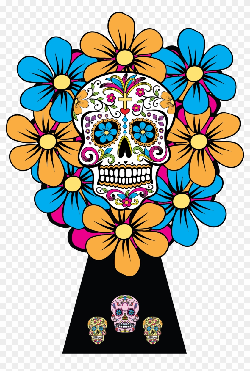 Sugar Skulls Dia De Los Muertos Bouquet - Skulls Of Dia De Los Muertos Png Clipart #184553