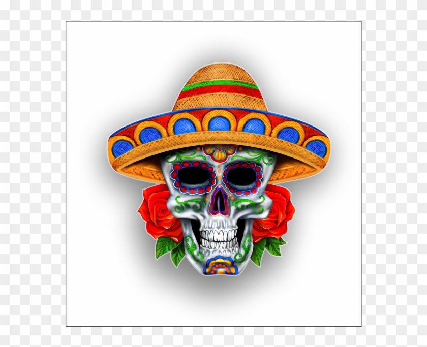Image - Sugar Skull With Sombrero Clipart