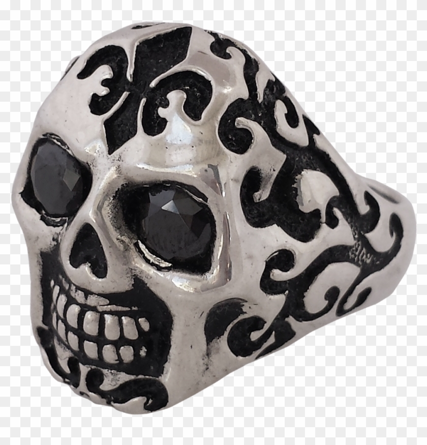 New- Badass Giant Sugar Skull Ring In Sterling Silver - Skull Clipart #185018