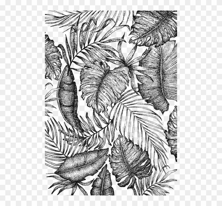 Bleed Area May Not Be Visible - Tropical Leaf Print Drawing Clipart #185374