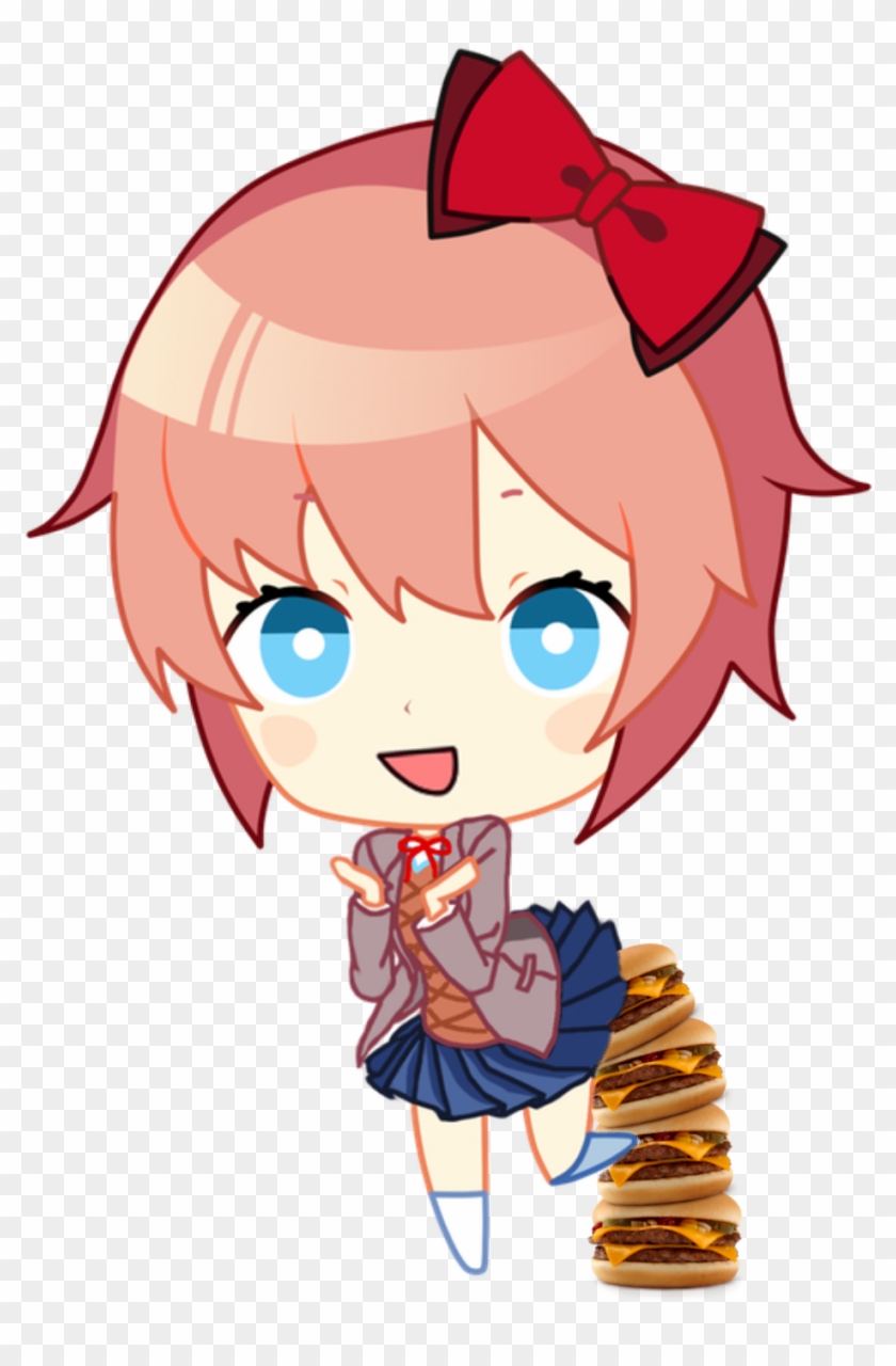Chibi Sayori But She Has Ass Burgers Ddlc Png Monika Clipart #185421