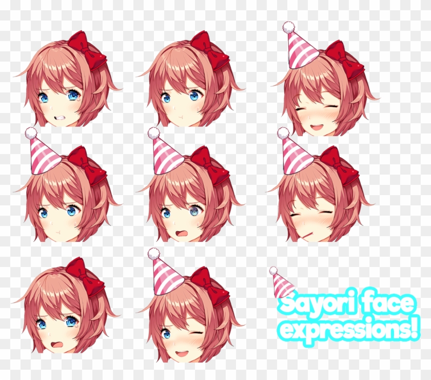 Free To Use Sayori Face Expressions - Ddlc Sayori Sprites Clipart